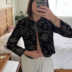 Vintage Black Floral Women's Blouse